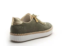Rieker M2940 Kaki Baskets Basses Femme