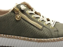 Rieker M2940 Kaki Baskets Basses Femme