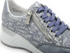 Rieker N4316 Bleu Baskets Basses Femme