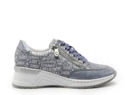 Rieker N4316 Bleu Baskets Basses Femme