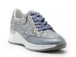 Rieker N4316 Bleu Baskets Basses Femme