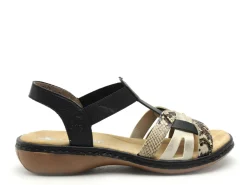 Rieker 65918 Noir Sandales Plates Femme