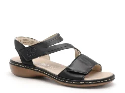 Rieker 65964 Noir Sandales Plates Femme