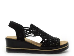 Rieker 67465 Noir Sandales à Talons Femme