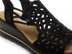 Rieker 67465 Noir Sandales à Talons Femme