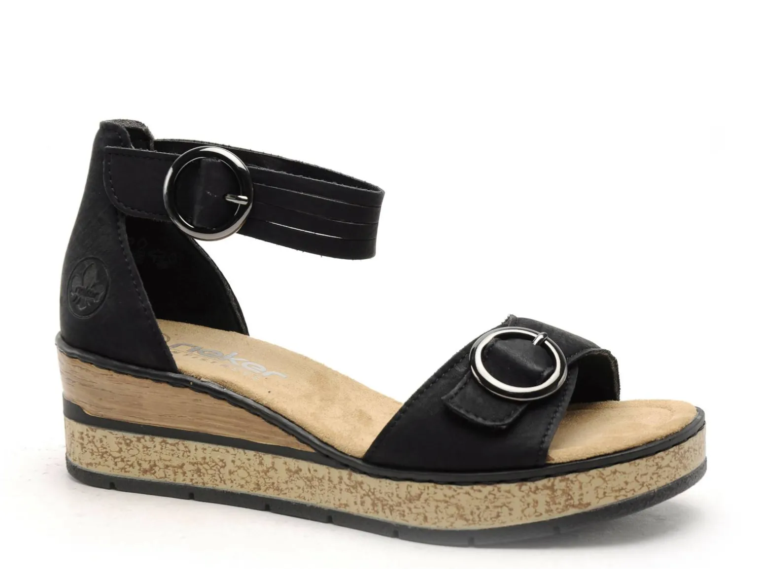 Rieker 63780 Noir Sandales à Talons Femme