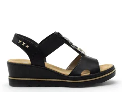 Rieker 67498 Noir Sandales à Talons Femme