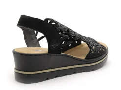 Rieker 67465 Noir Sandales à Talons Femme