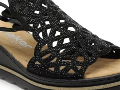 Rieker 67465 Noir Sandales à Talons Femme