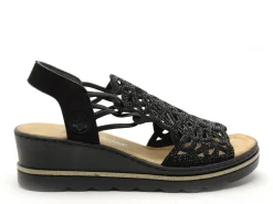 Rieker 67465 Noir Sandales à Talons Femme