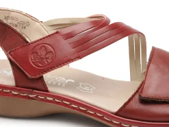 Rieker 65964 Rouge Sandales Plates Femme