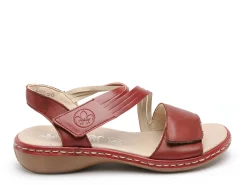 Rieker 65964 Rouge Sandales Plates Femme
