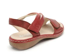 Rieker 65964 Rouge Sandales Plates Femme