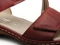 Rieker 65964 Rouge Sandales Plates Femme