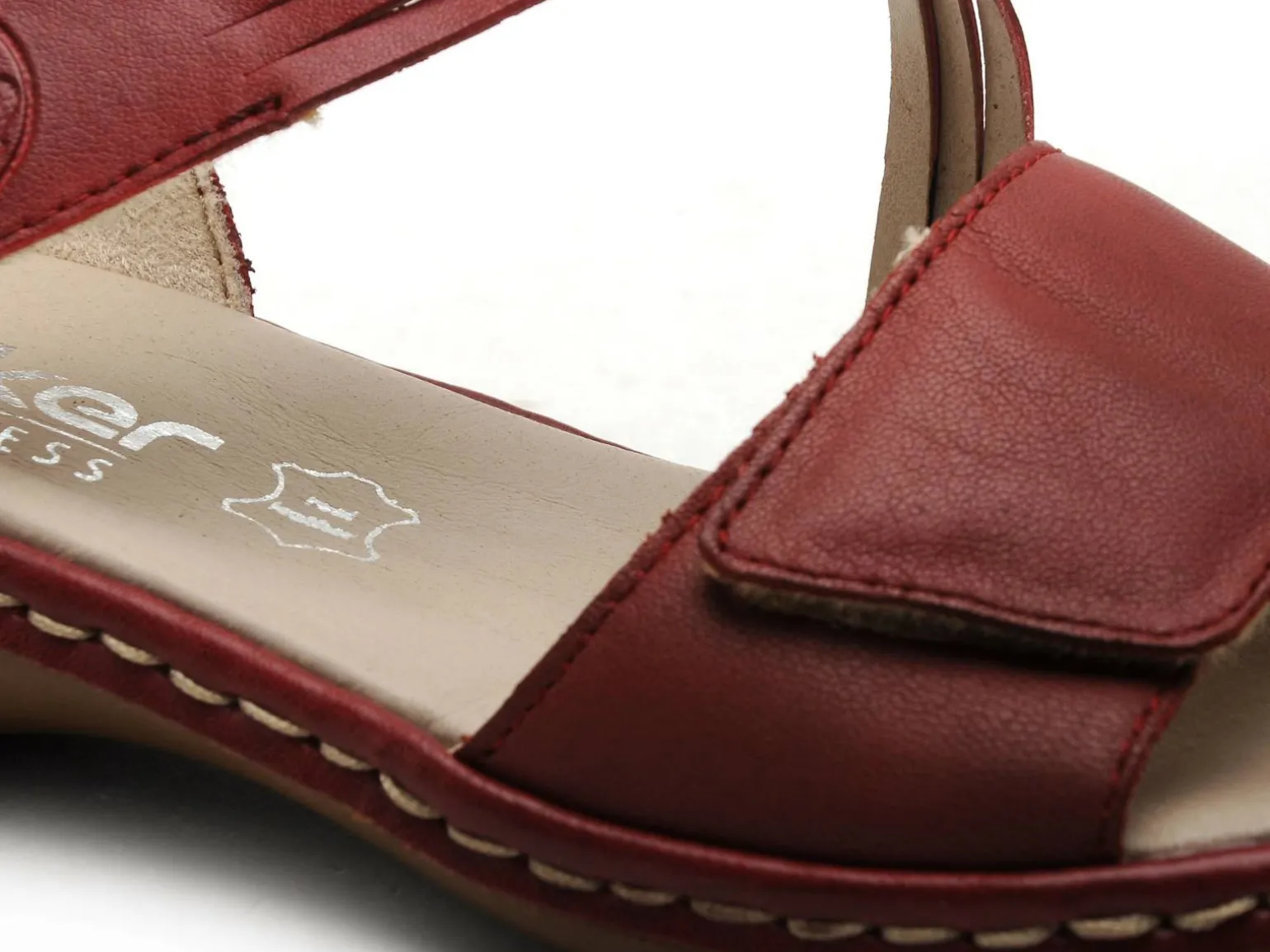Rieker 65964 Rouge Sandales Plates Femme