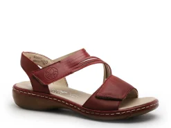 Rieker 65964 Rouge Sandales Plates Femme