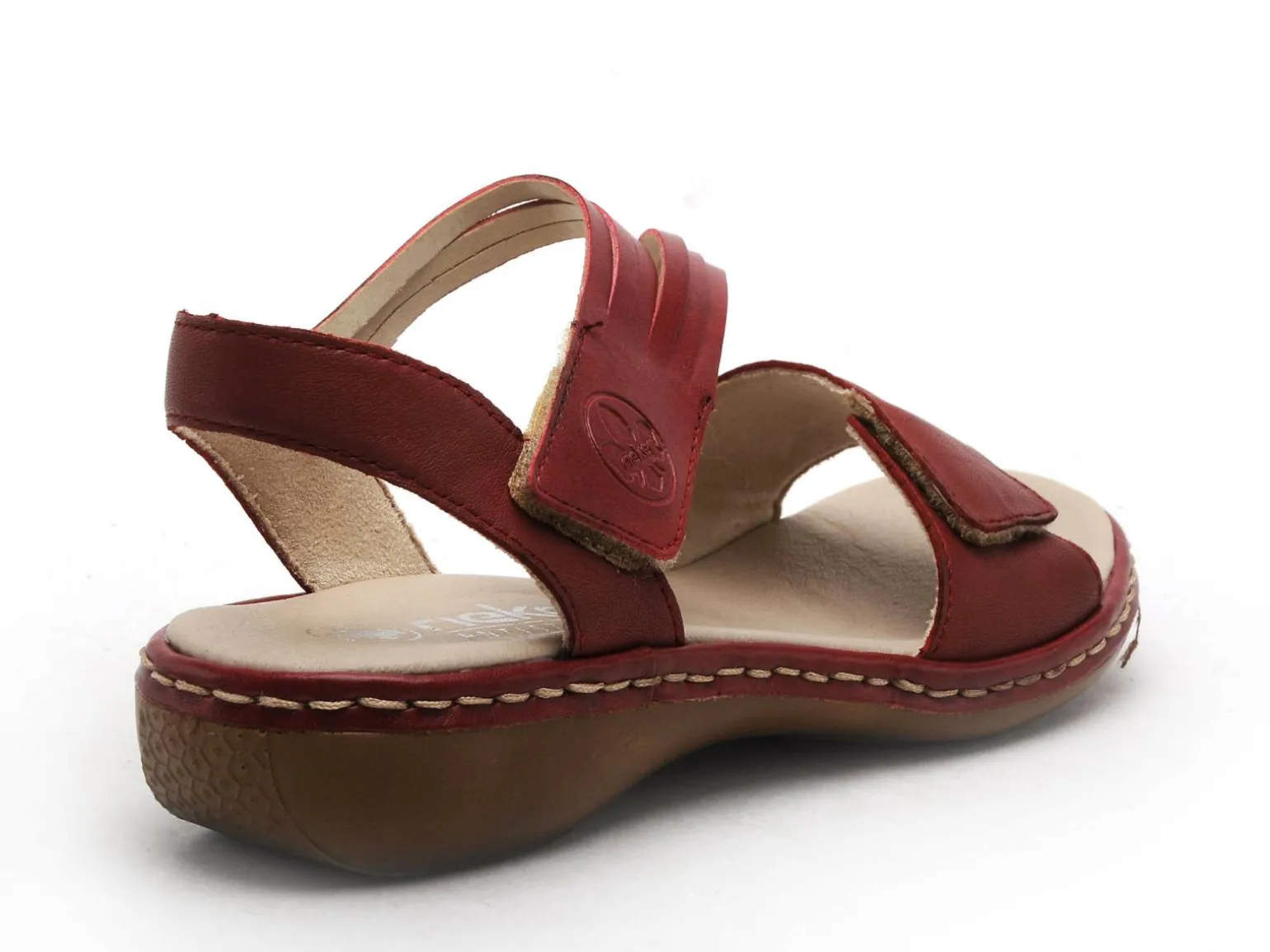 Rieker 65964 Rouge Sandales Plates Femme