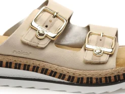 Rieker V7955 Beige Mules et Sabots à Talons Femme