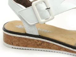 Rieker V3660 Beige Sandales Plates Femme