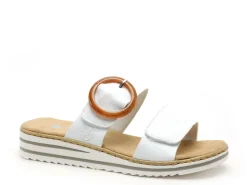Rieker V0692 Blanc Mules et Sabots Plats Femme