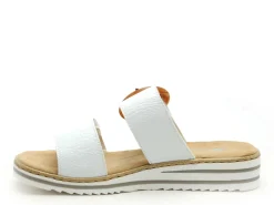 Rieker V0692 Blanc Mules et Sabots Plats Femme