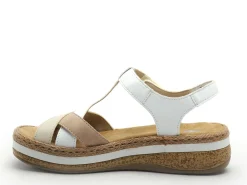 Rieker V0919 Blanc Sandales à Talons Femme