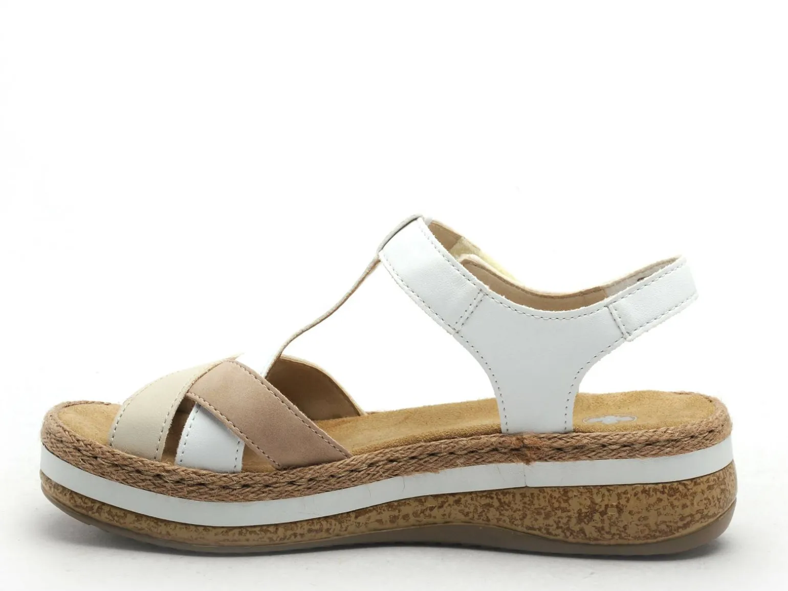 Rieker V0919 Blanc Sandales à Talons Femme