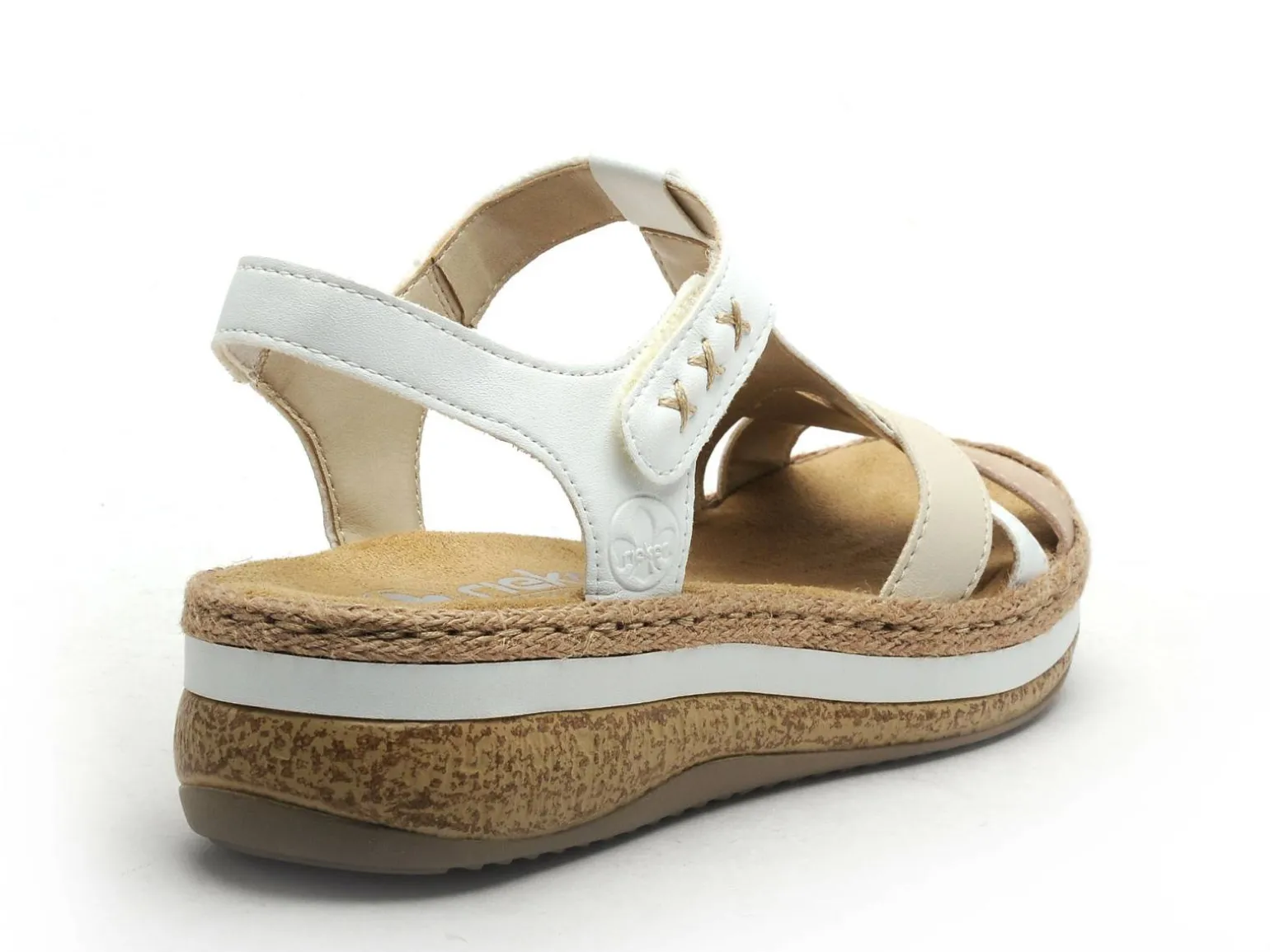 Rieker V0919 Blanc Sandales à Talons Femme
