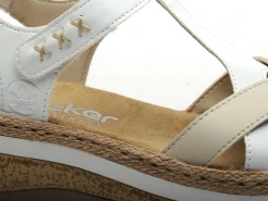 Rieker V0919 Blanc Sandales à Talons Femme