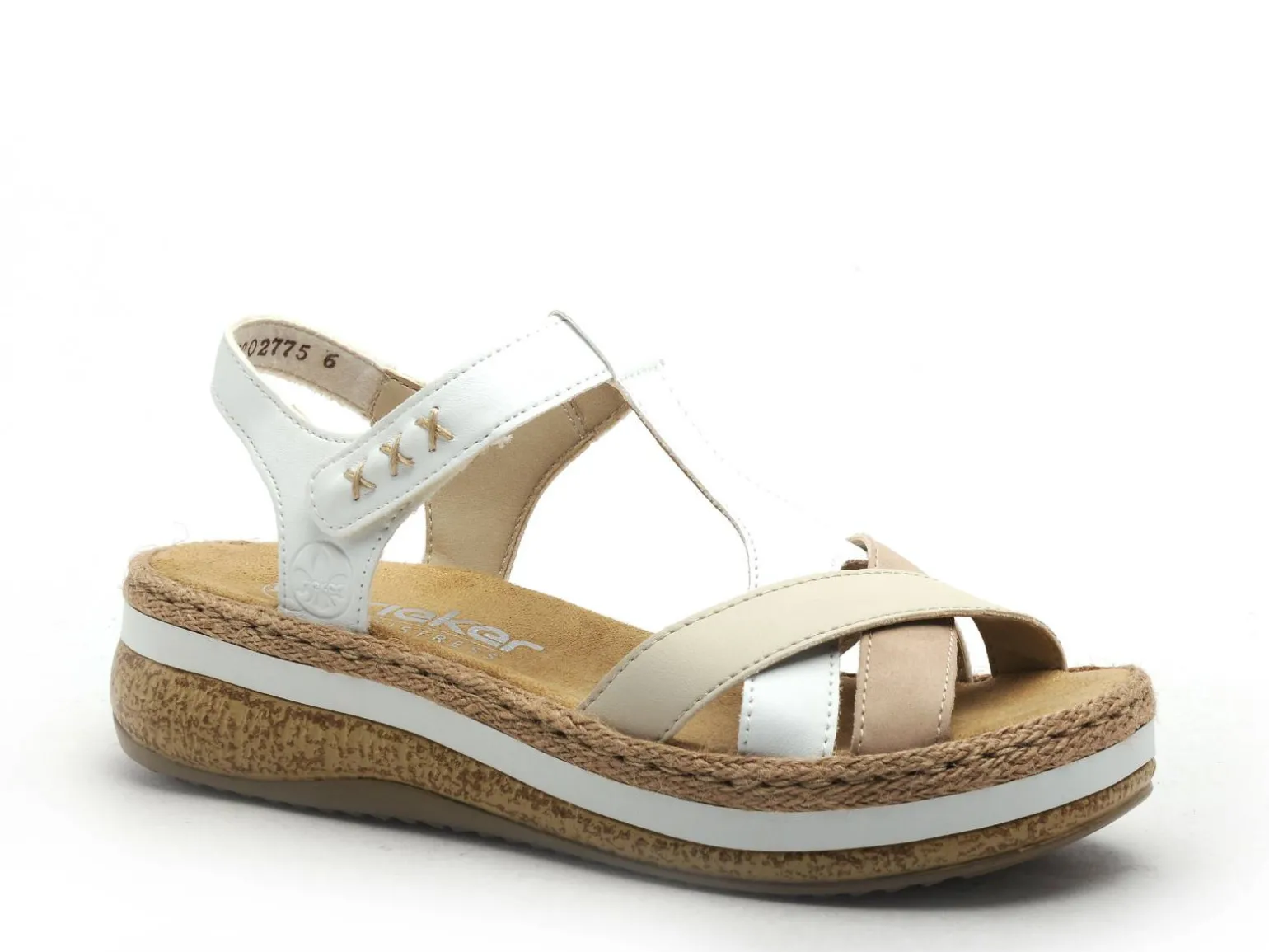 Rieker V0919 Blanc Sandales à Talons Femme
