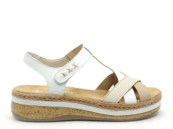 Rieker V0919 Blanc Sandales à Talons Femme