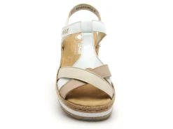 Rieker V0919 Blanc Sandales à Talons Femme