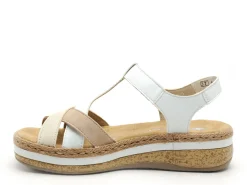 Rieker V0919 Blanc Sandales à Talons Femme