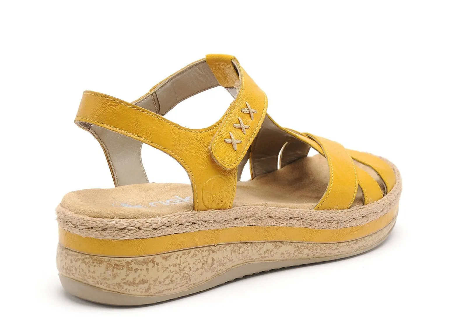 Rieker V0919 Jaune Sandales Plates Femme