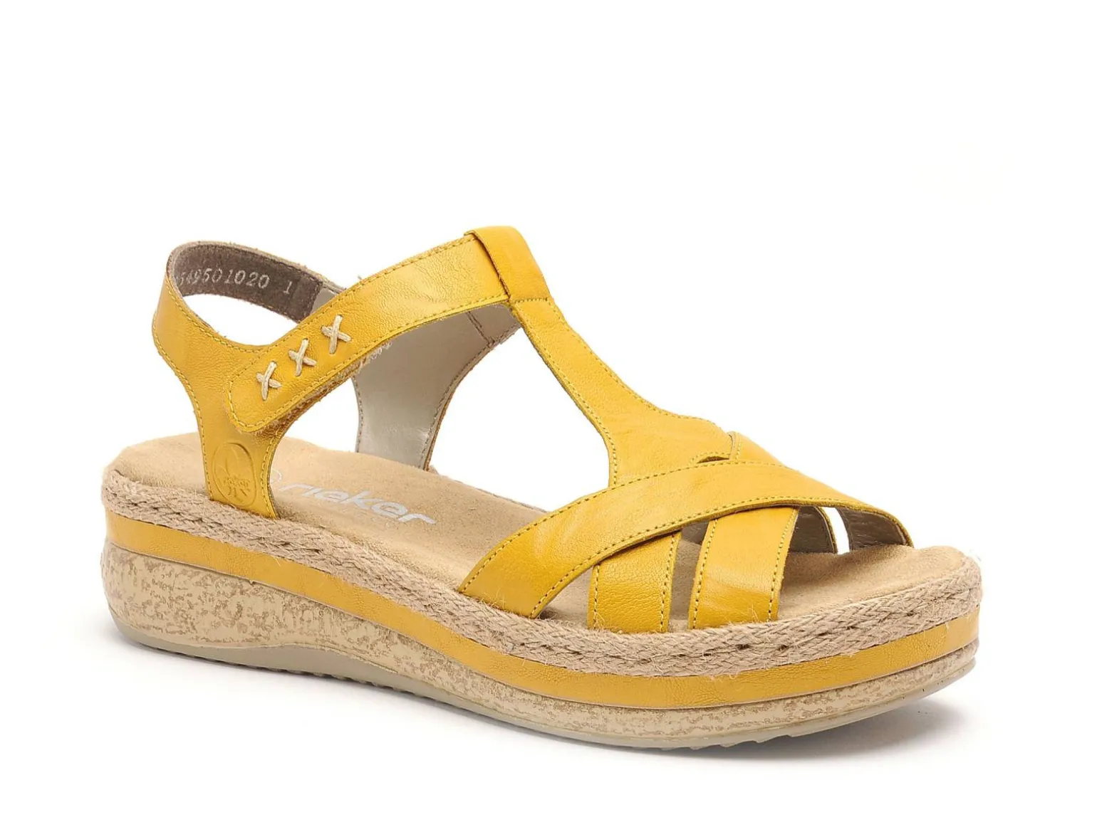 Rieker V0919 Jaune Sandales Plates Femme