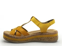 Rieker V0919 Jaune Sandales à Talons Femme