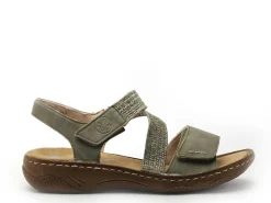 Rieker V2862 Kaki Sandales Plates Femme
