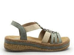 Rieker V0920 Kaki Sandales à Talons Femme
