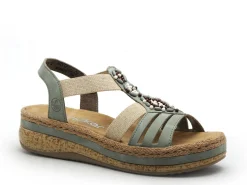Rieker V0920 Kaki Sandales à Talons Femme