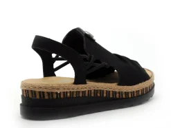 Rieker V7972 Noir Sandales à Talons Femme