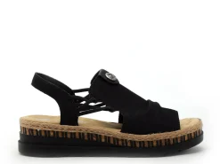 Rieker V7972 Noir Sandales à Talons Femme