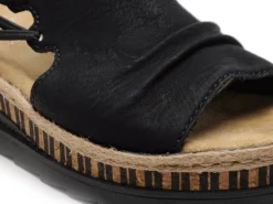 Rieker V7972 Noir Sandales à Talons Femme
