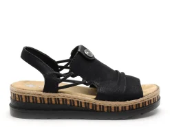 Rieker V7972 Noir Sandales à Talons Femme