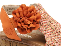 Rieker V1783 Orange Sandales à Talons Femme