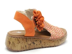 Rieker V1783 Orange Sandales à Talons Femme