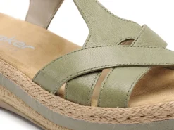 Rieker V0919 Vert Sandales à Talons Femme
