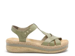 Rieker V0919 Vert Sandales à Talons Femme