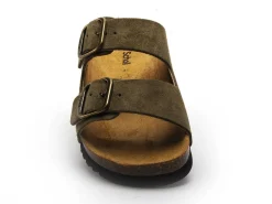 Scholl JOSEPHINE SUEDE Kaki Mules et Sabots Plats Femme