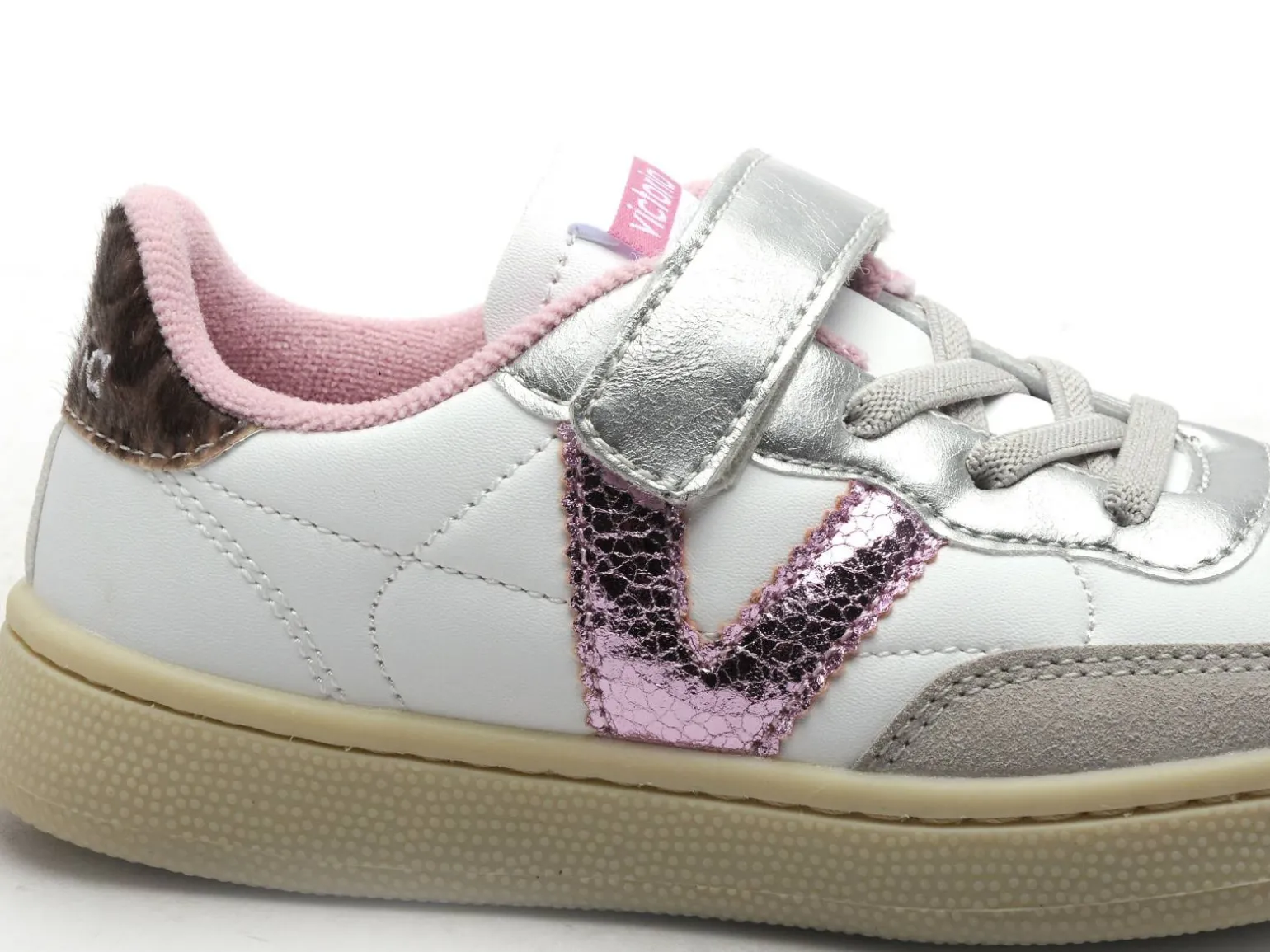Victoria OSLO EFECTO PIEL et LEOPA 1256103 Blanc Baskets Basses Fille