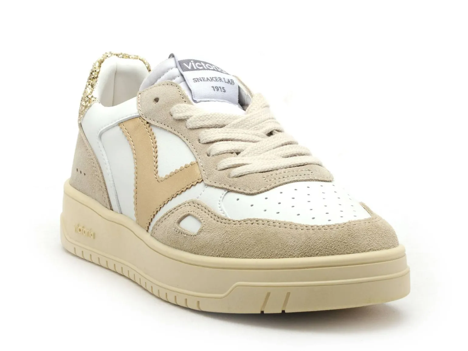 Victoria SEUL SERRAJE ET GLITTER Blanc Baskets Basses Femme